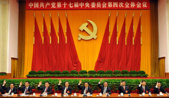 這是胡錦濤、吳邦國、溫家寶、賈慶林、李長春、習(xí)近平、李克強、賀國強、周永康在主席臺上。新華社記者黃敬文攝